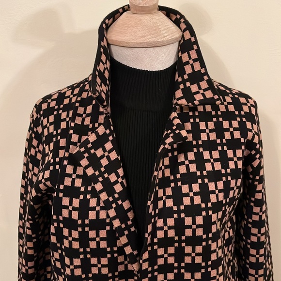 New Anne Klein Black & beige checkered Sweater/Jacket - Picture 2 of 6